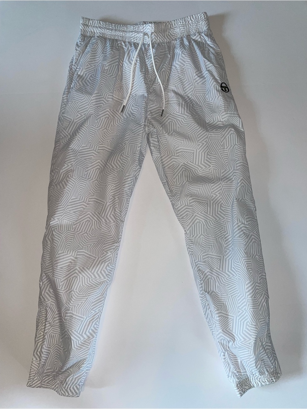 Sergio Tacchini Court Dazzle Tracksuit Pants Grey White Geometric Print Medium